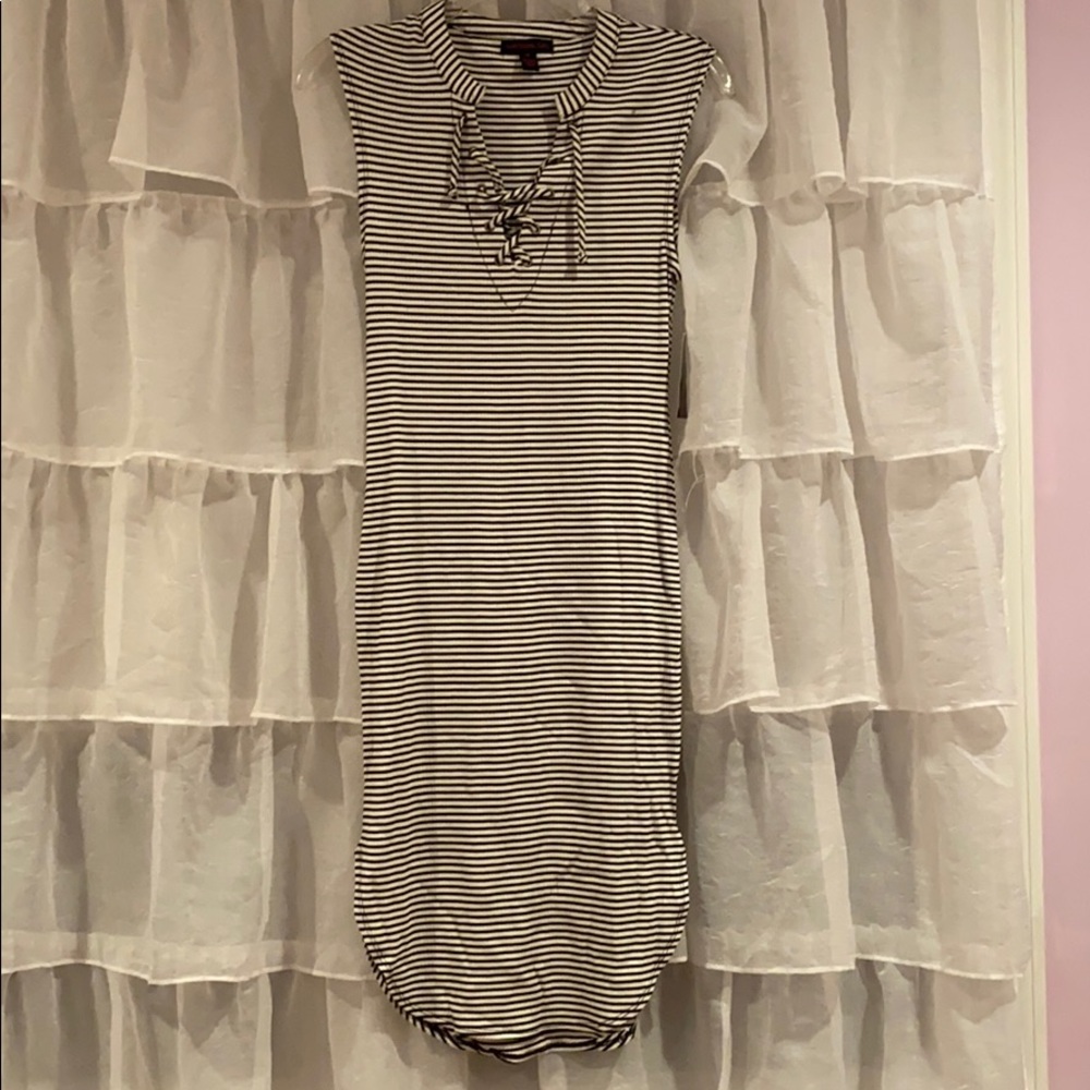 Black and White Ribbed Dress